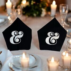 Kate Spade New York Set Of 2 Black Ampersand "&" Cloth Wedding Napkins